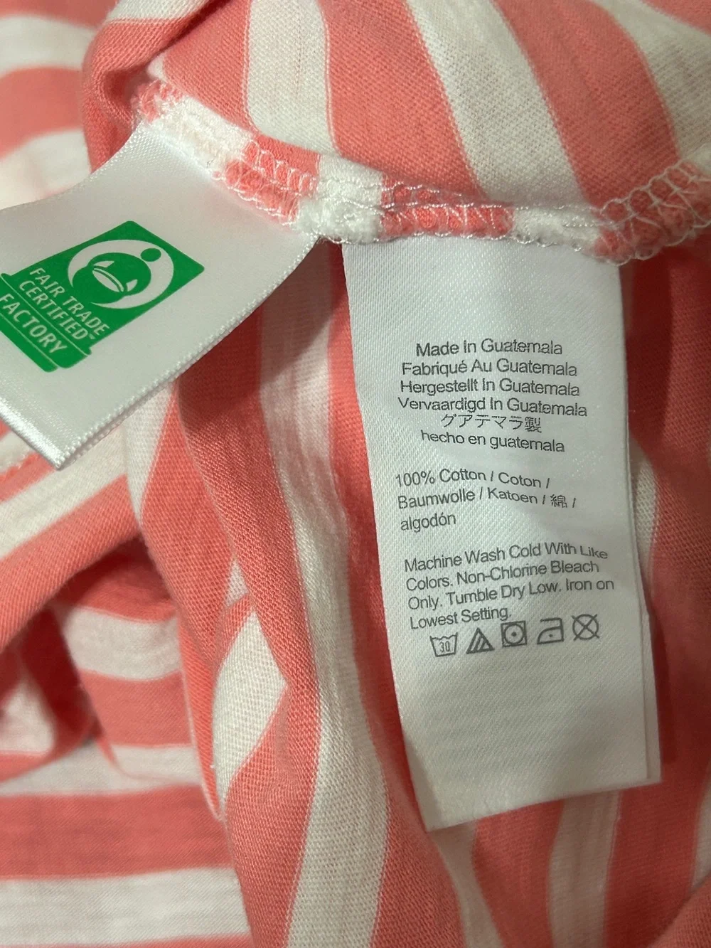 J.Crew Women’s Pink & White Stripe Tee Top 100% Cotton Size XL